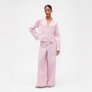 Relaxed Poplin PJ Set Pink Striped Women's Pajama Set